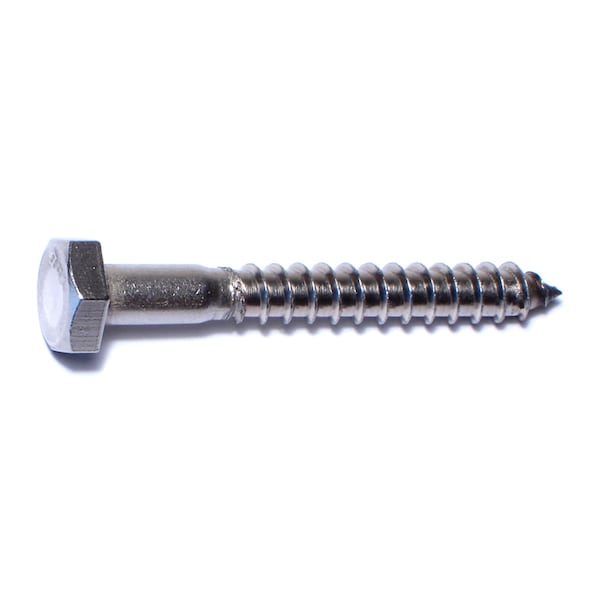 Lag Screw, 1/4 in, 2 in, Stainless Steel, Hex Hex Drive, 10 PK